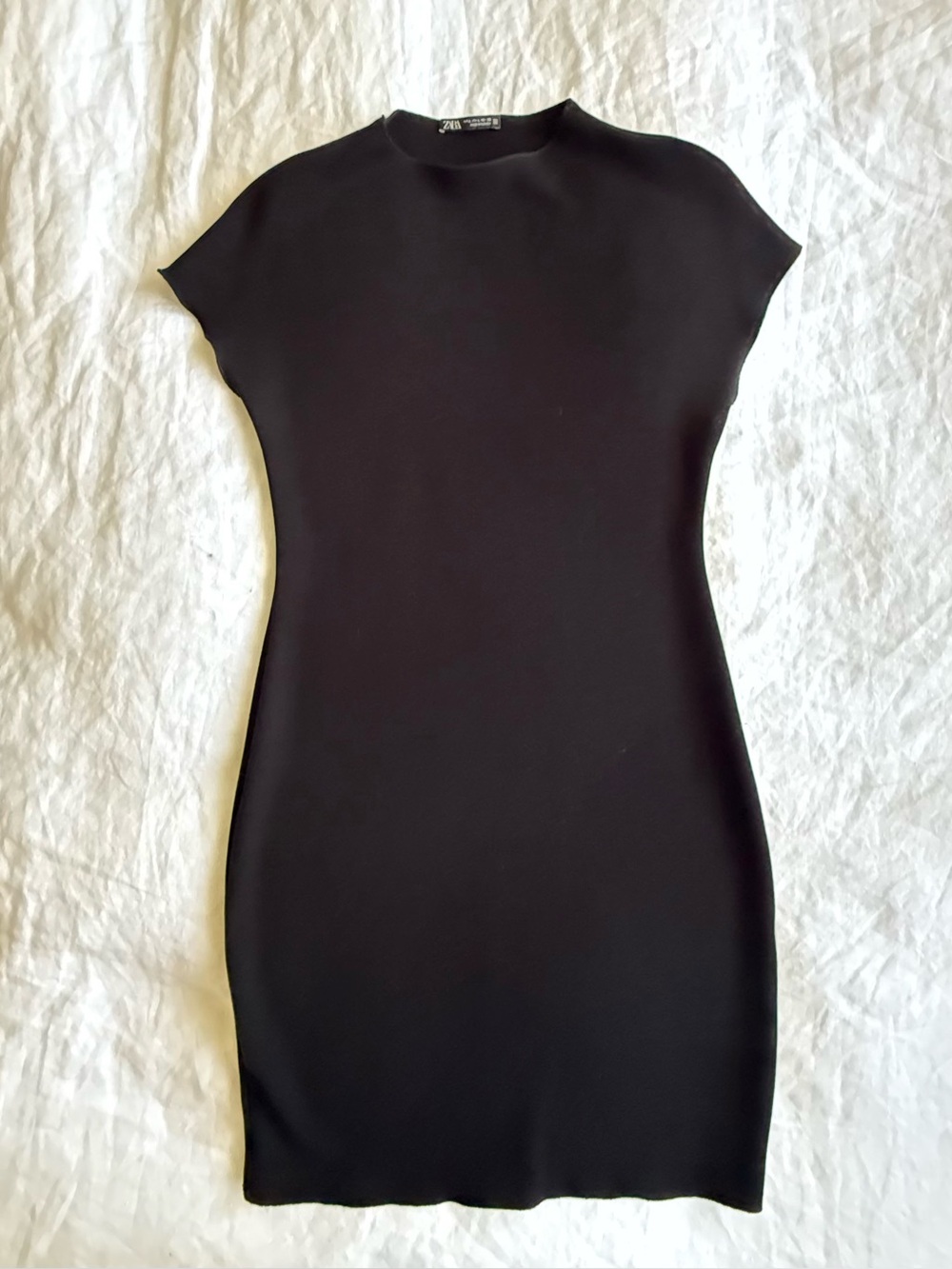 Zara Black Cap-Sleeve Mini Dress